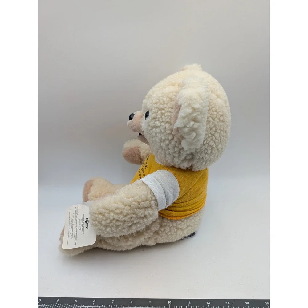 Russ Berrie‎ Snuggle Bear Plush Yellow Shirt Vintage 1986 3146 16 Inch